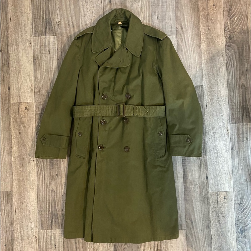 VINTAGE US Military 1950s Korean War Trench Overcoat